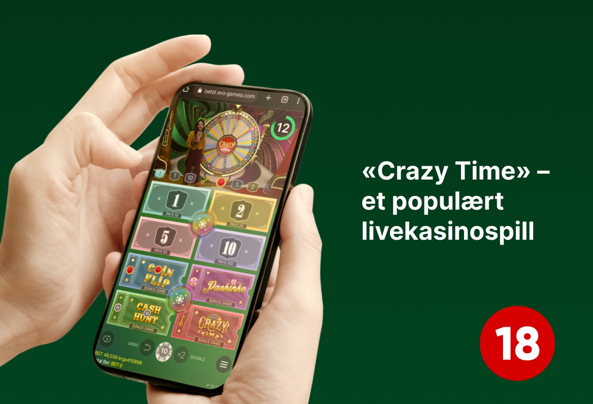 Crazy Time livekasinospill spilt på mobil hos et live casino